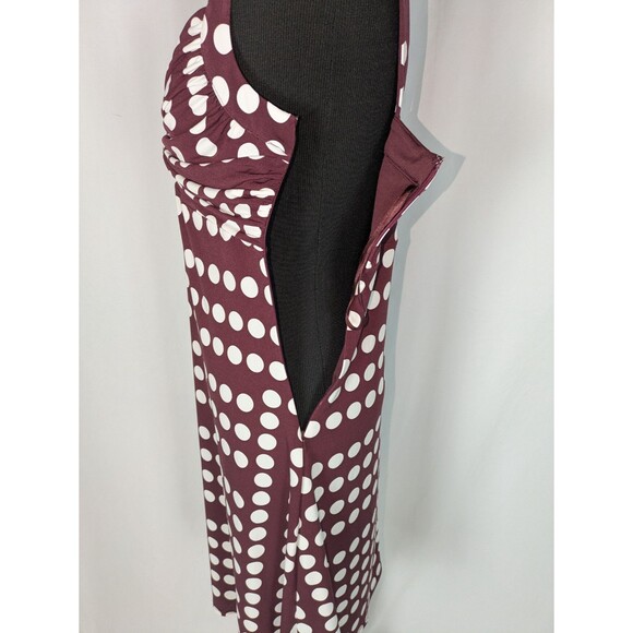 White House Black Market Dress 4 Women's Maroon Polka Dot A Line Jersey Twist - Picture 7 of 10